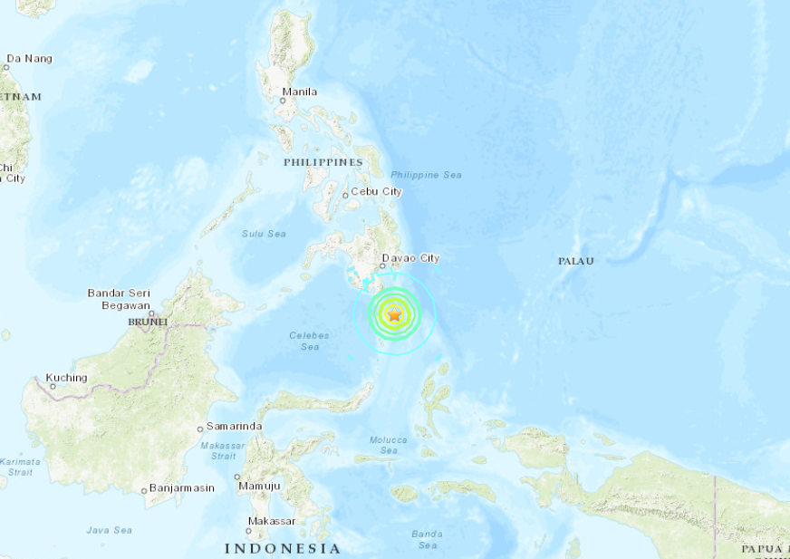 ▲菲律賓外海發生地震。（圖／翻攝USGS）