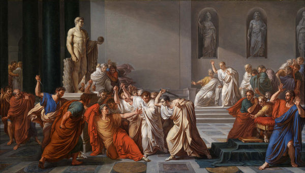 ▲畫家筆下凱撒被刺的一幕。（圖／翻攝自維基百科)