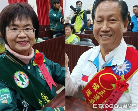 ▲綠營立委陳素月與藍營鄭俊雄合成圖。（圖／記者唐詠絮攝）