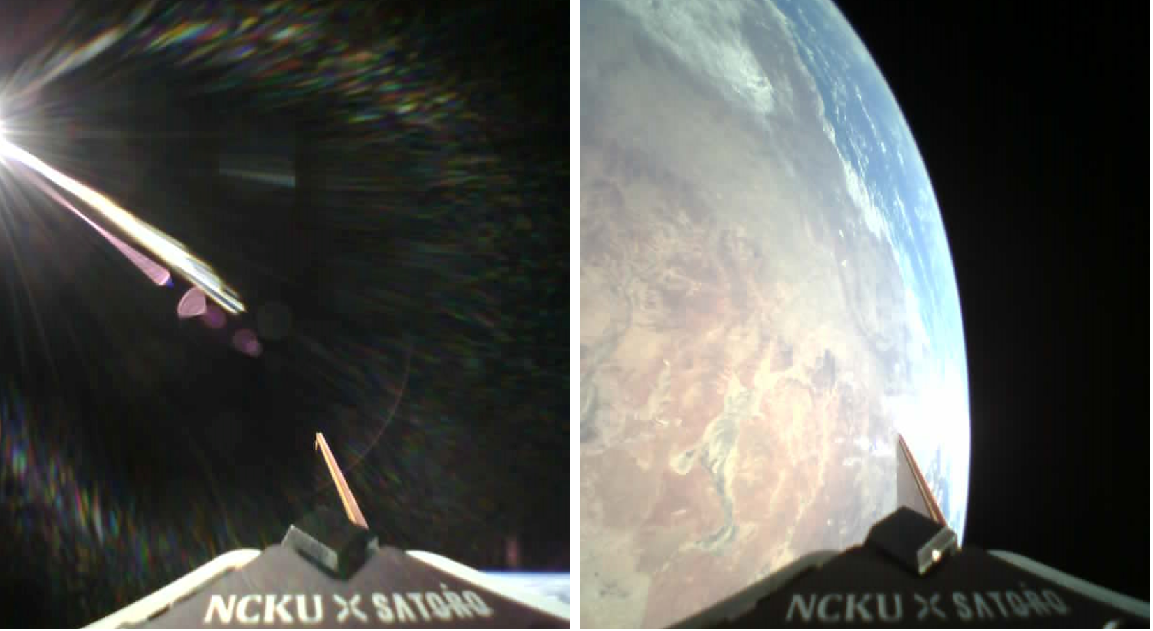 ▲▼成功大學Lilium－1立方衛星迎向太陽與拍攝地球之自拍影像。（圖／成功大學）