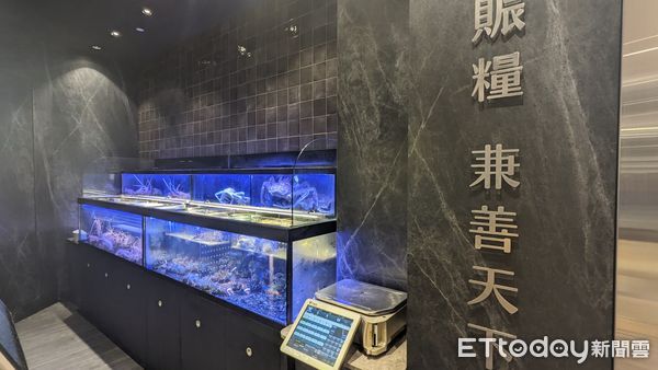 ▲▼四行倉庫設有水族箱，常態供應活體海鮮，板前中山的客人也可以直接挑選整隻帝王蟹或松葉蟹來加菜，享受現點、現撈、現煮的樂趣。。（圖／記者黃士原攝）