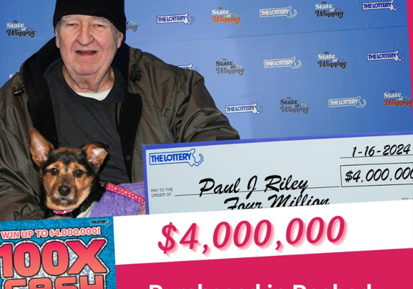 男樂透中1億元大獎　暖帶「最好朋友領獎」獎金捐動物救援組織。（圖／翻攝自Massachusetts State Lottery）