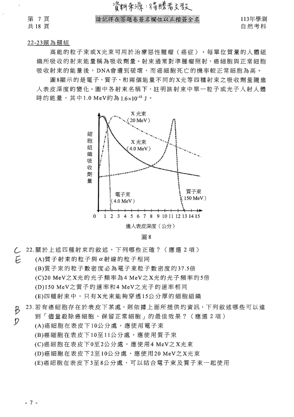 ▲學測自然考參考解答。（圖／得勝者文教提供）