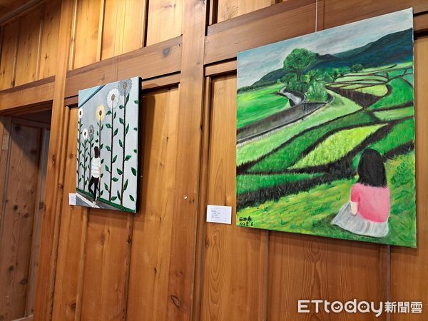 ▲▼花蓮林田山場長館開幕展出宋靜雯彩繪靜謐繪。（圖／林業署花蓮分署提供，下同）