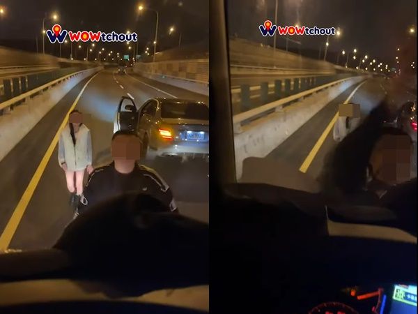 ▲▼賓士男超派！單挑4輛大車「被輪攻」失控敲車窗　女友跺腳：別鬧了。（圖／翻攝WoWtchout-地圖型行車影像分享平台）