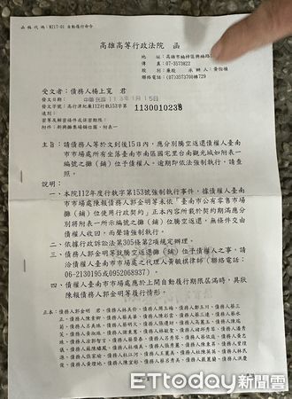 ▲台南觀光城的攤商收到法院強制執行公函，台南觀光城自治會數十位攤商會員，在市議員盧崑福、李啟維及前市議員李文正陪同下赴市府陳情抗議。（圖／記者林東良翻攝，下同）