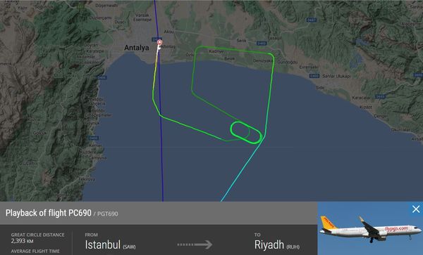 ▲▼土耳其廉航班機在航程途中掉頭迫降，原因是機師聽到貨艙中疑似有人在求救。（圖／翻攝自flightradar24）