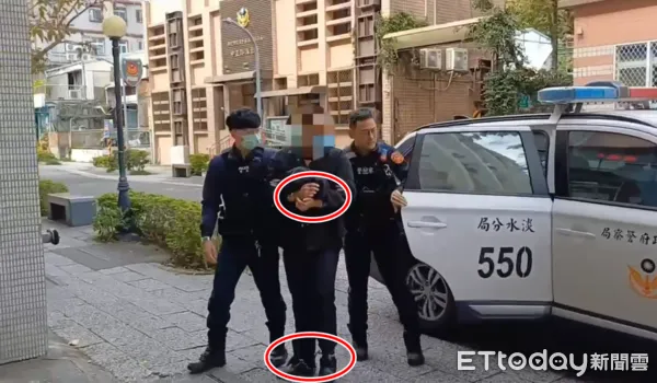 ▼警方逮捕黃男帶回分局偵訊 。（圖／記者陳以昇翻攝）