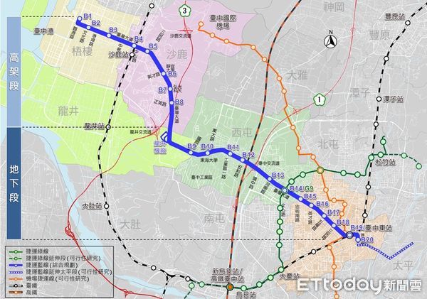 ▲台中捷運藍線路線圖。（圖／台中市府提供）