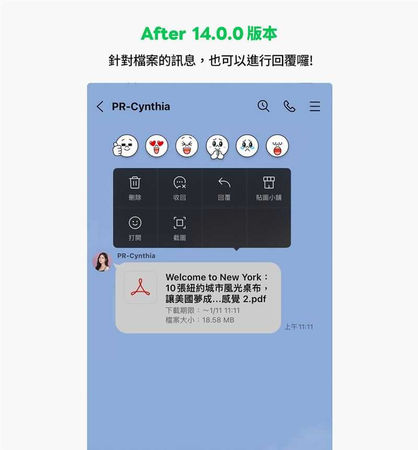 檔案訊息也可直接回覆。（圖／LINE提供）   