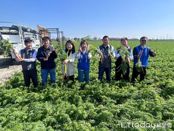 ▲2024國際台灣胡蘿蔔日將於3月2日盛大登場，今日宣傳記者會同時亮相由日本北海道OSADA農機株式會社專為 VDS活力東勢所打造，全台第一台胡蘿蔔採收機。（圖／記者蔡佩旻攝）