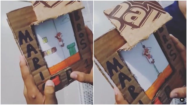 ▲▼男孩用紙板「做出1台Game Boy」！嗨玩超級瑪利歐　經典關卡神還原。（圖／翻攝Instagram@bigtrueno）