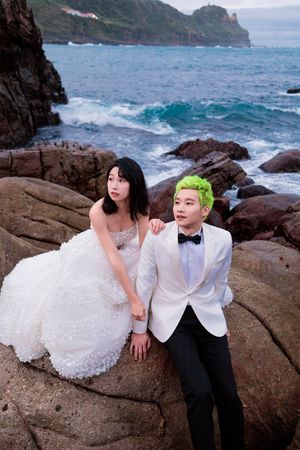 ▲黃冠智婚紗照曝光 綠髮暗藏真愛密碼。（圖／影一製作所提供）