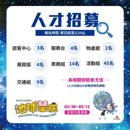 ▲2024宜蘭綠色博覽會公開徵才81人。（圖／宜蘭綠色博覽會提供）