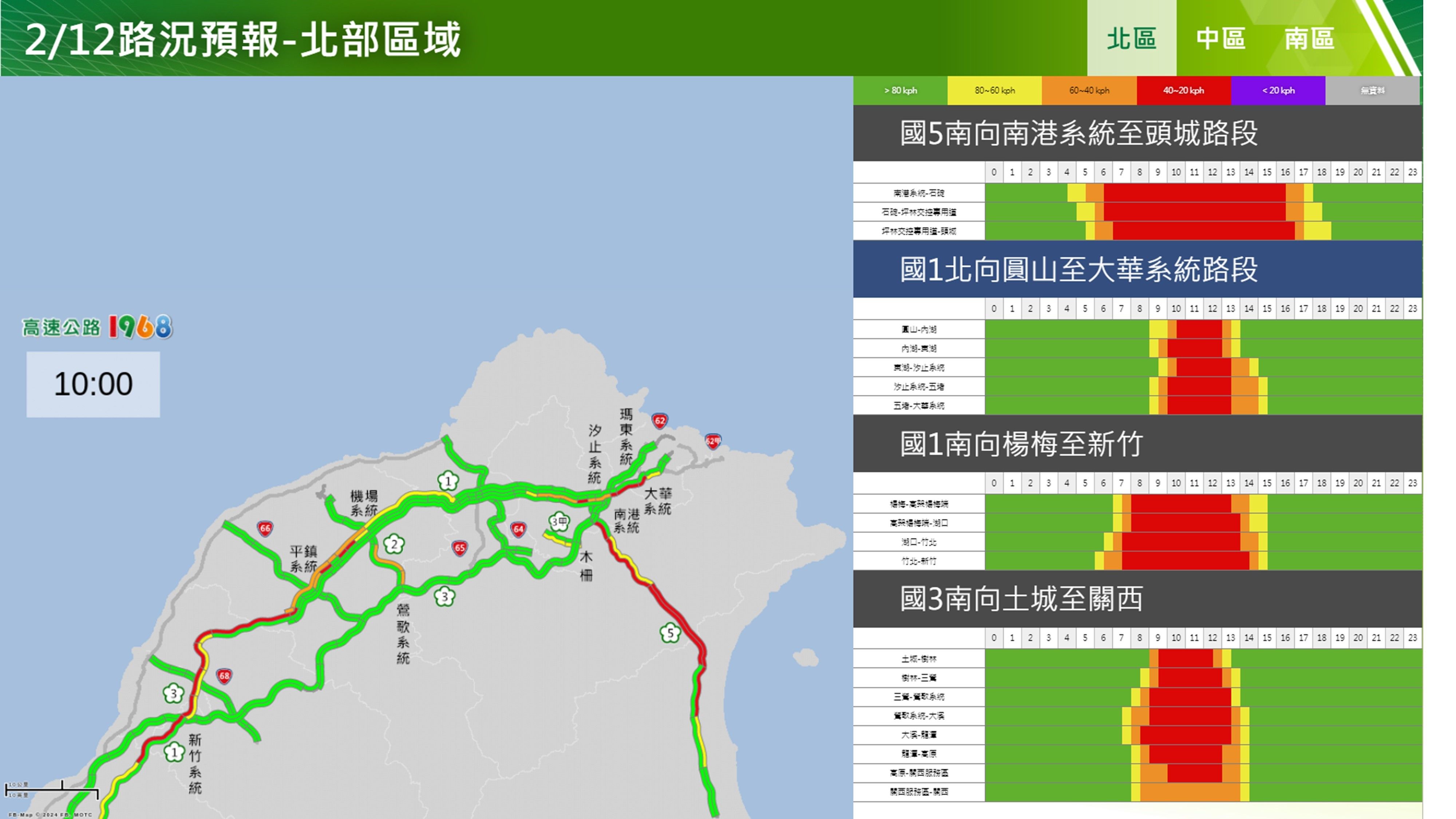 ▲▼2/12初三國道路況預報－北部1。（圖／高公局提供）