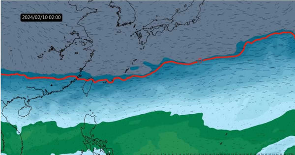 3000公尺以上高空「0度等溫線」在除夕夜晚間碰觸到北台灣。（圖／擷取自Facebook／賈新興）