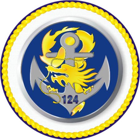 ▲▼海軍124艦隊隊徽有一條「黃龍」，盤據在海錨的黃龍，象徵尊貴與為先、為首之意義。（圖／翻攝自海軍總部官網）