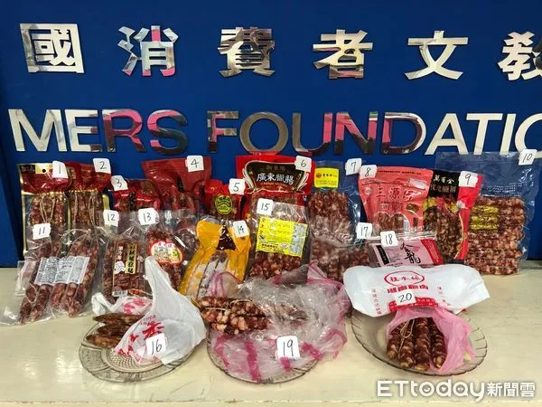 ▲消基會調查市售臘腸的飽和脂肪、鈉及亞硝酸鹽含量。（圖／消基會提供）