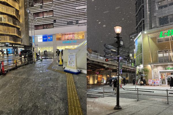 ▲▼東京新宿5日傍晚雪景。（圖／網友mia授權提供，請勿翻攝，以免侵權）