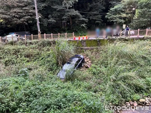 ▲▼阿嬤開賓士載孫子及妹妹，失控衝進草叢             。（圖／記者陳以昇翻攝）