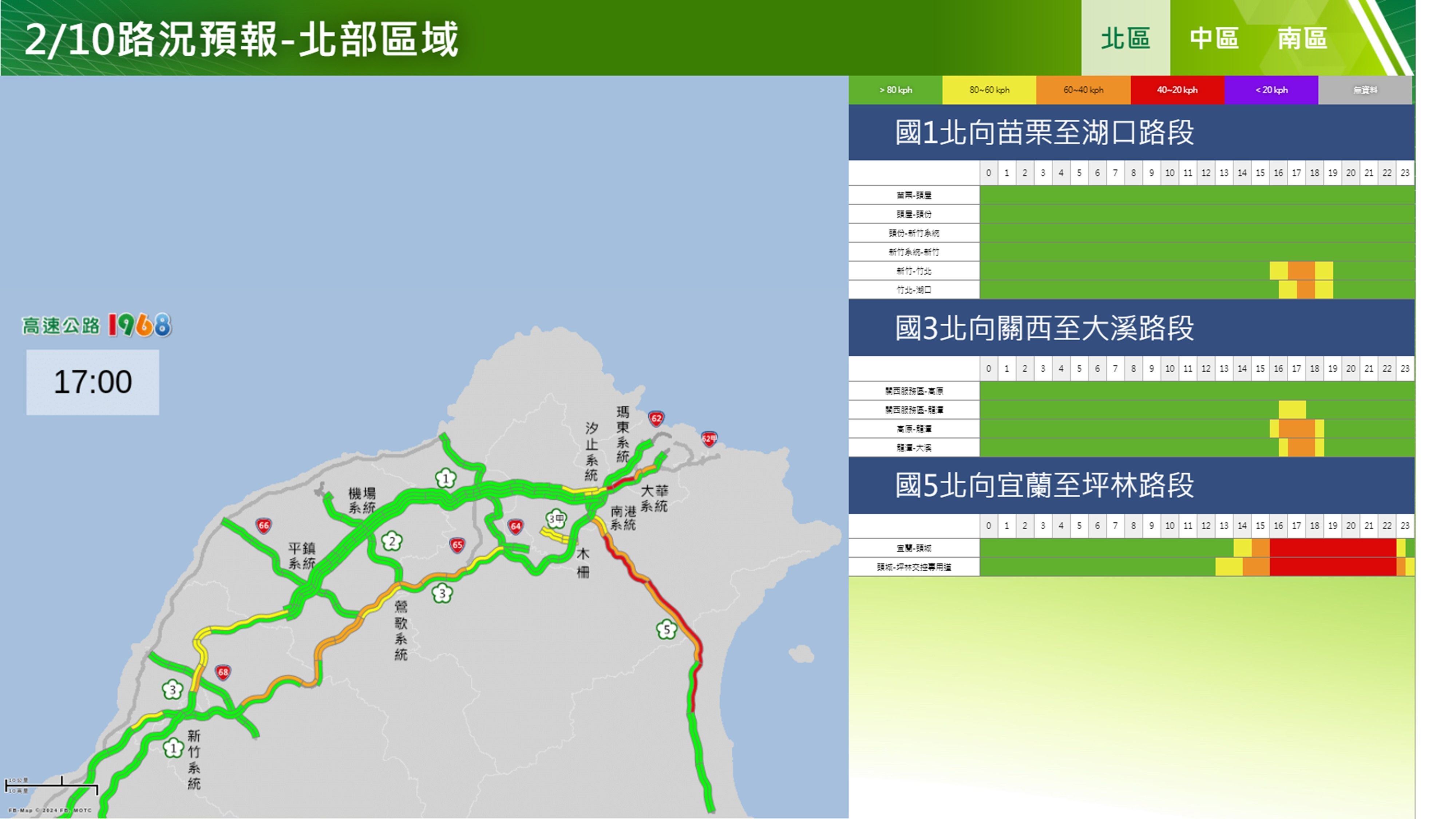 ▲▼大年初一國道路況預估。（圖／交通部高公局提供）