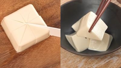 嫩豆腐怎麼切不容易散？切塊後「斜對角對切」變三角形　夾取更穩定