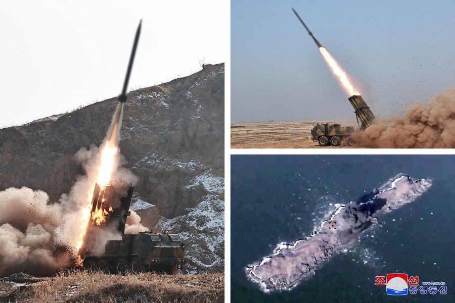 ▲▼北韓11日試射新研發、具有操縱彈道功能的火箭砲。（圖／翻攝自朝中社）