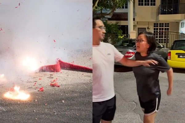▲▼馬來西亞一名女子帶小孩放炮時，突然被鄰居以「小孩被嚇醒」為由高聲斥責。（組圖／CFP、翻攝自Facebook）