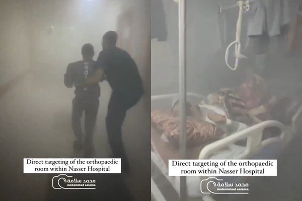 ▲▼納賽爾醫院（Nasser Hospital）遭以色列襲擊。（圖／翻攝自X）