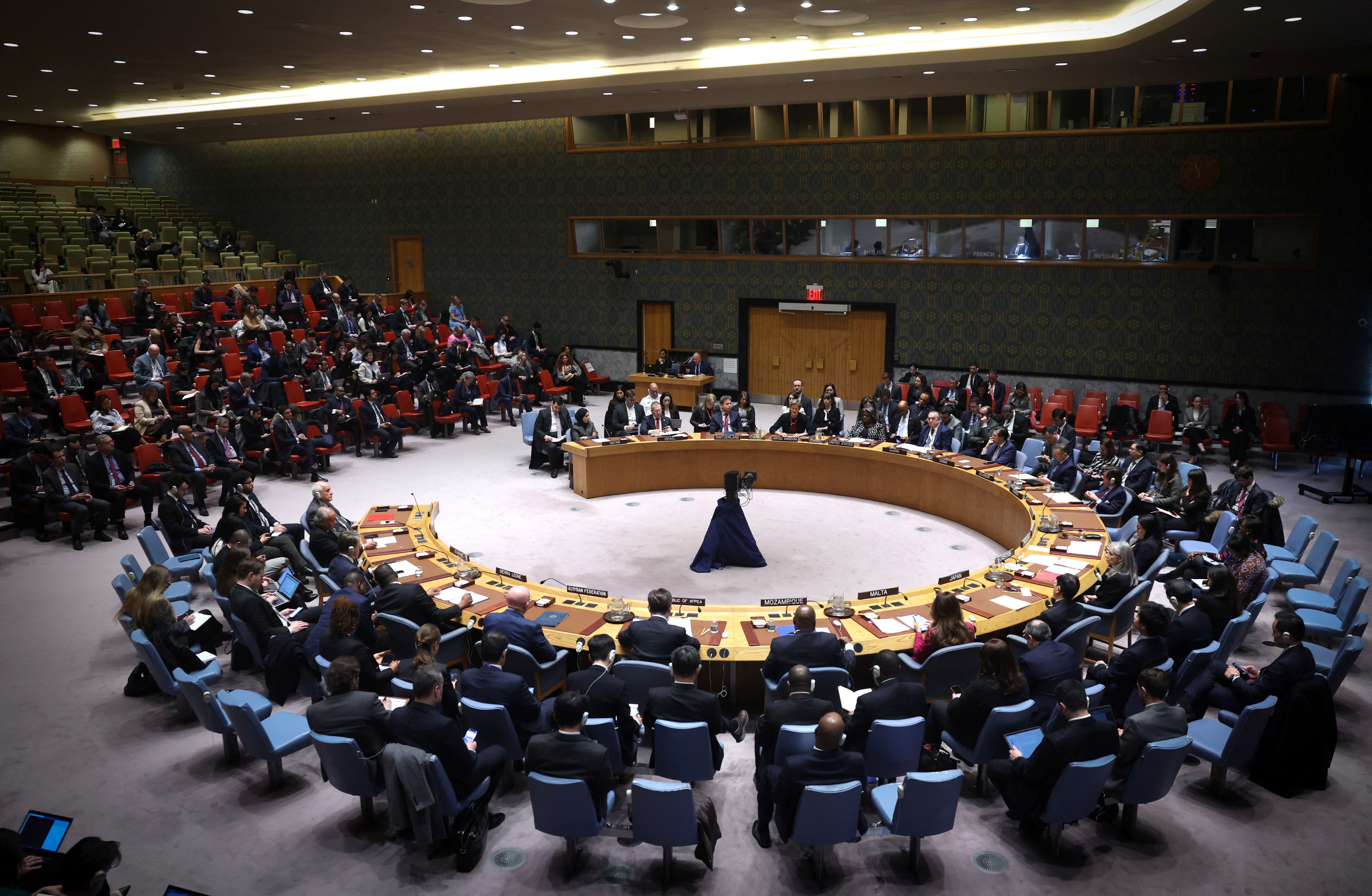 ▲聯合國安理會投票表決加薩人道停火案，遭美國否決。（圖／路透）