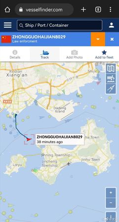 ▲中國海監船20日上午擅闖金門禁限制海域，海巡署派船出海監控、雙方對峙約65分鐘。（圖／翻攝網路）