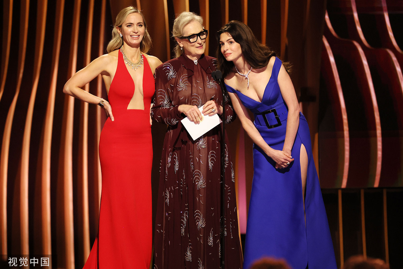 ▲梅莉史翠普（Meryl Streep）、安海瑟薇（Anne Hathway）和艾蜜莉布朗（Emily Blunt）  。（圖／CFP）