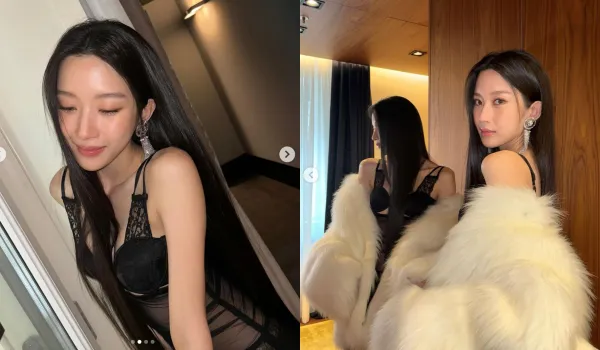 ▲文佳煐選穿了黑色內衣透視禮服。（圖／翻攝自文佳煐、Dolce&Gabbana Instagram）