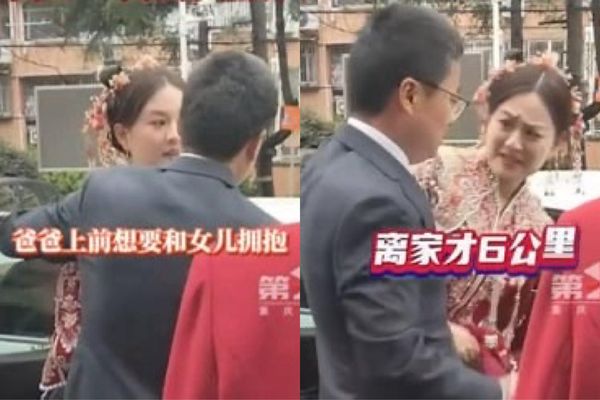 ▲爸爸擁抱出嫁女兒遭拒。（圖／翻攝自濟寧新聞網）