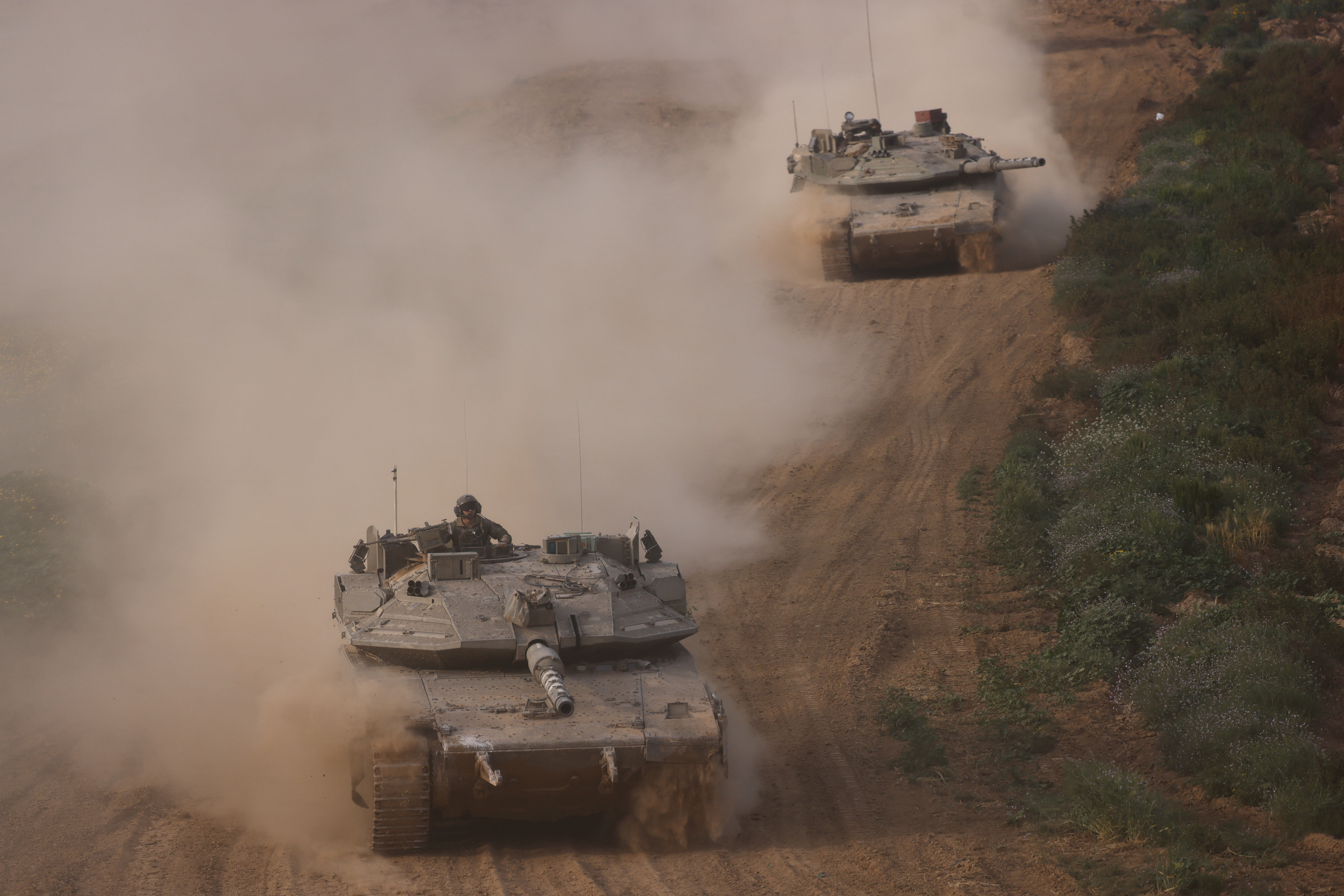 ▲以色列坦克在加薩走廊南部行駛。（圖／路透）