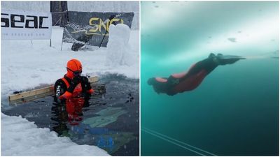 全程只靠閉氣！她挑戰在冰下「無氧氣平潛」　游140公尺破世界紀錄