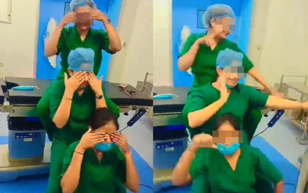 醫院值班一半拍影片　3名女護士「在手術室跳舞」爆紅被開除。（圖／翻攝自X）