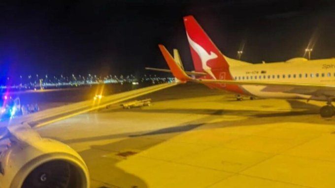 ▲▼ 澳洲航空（Qantas）2架波音737-800飛機3日發生碰撞。（圖／翻攝自X）