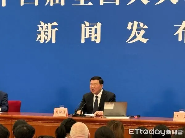 ▲大陸十四屆全國人大二次會議會前記者會，發言人婁勤儉。（圖／記者蔡儀潔攝）