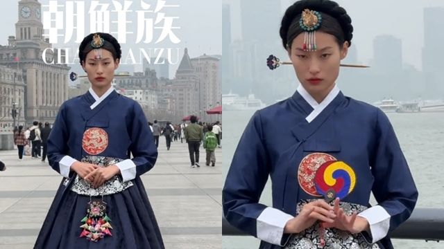 ▲▼中國拍攝傳統服飾之美，模特兒卻穿上朝鮮傳統服飾，引發南韓網友的憤怒。（圖／翻攝自TikTok）