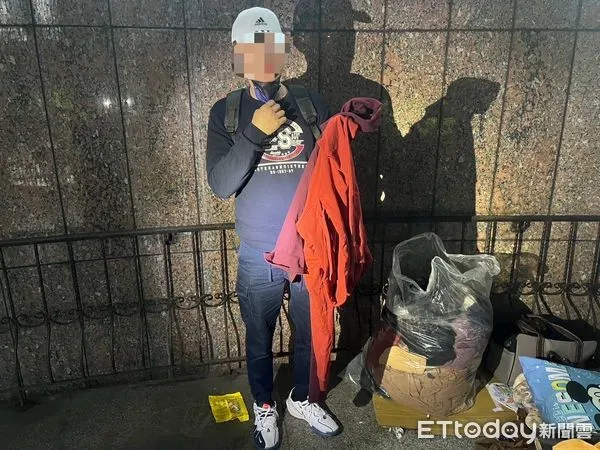 ▲▼林姓男子穿偷來的外套及球鞋，被警方逮捕             。（圖／記者陳以昇翻攝）