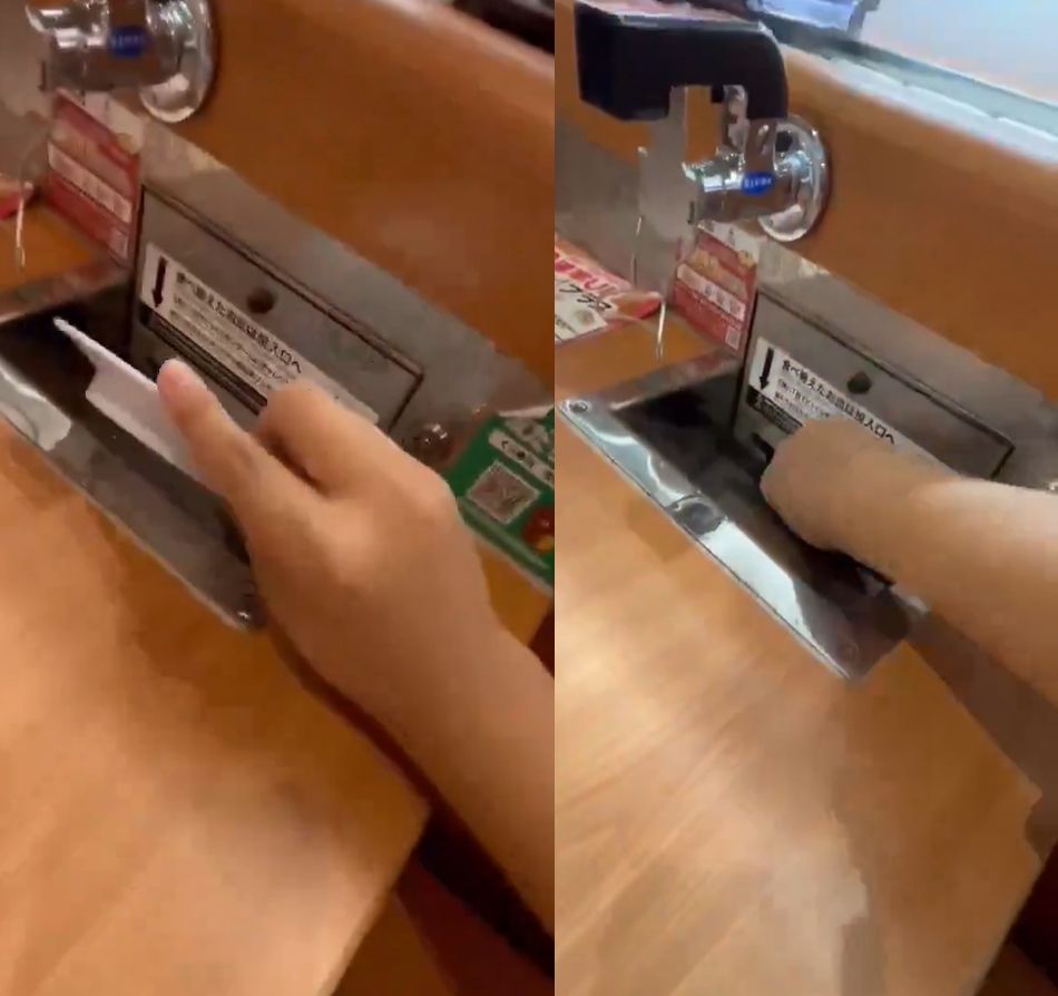 ▲日本網友把規避藏壽司計盤的方式拍攝下來。（圖／翻攝X）