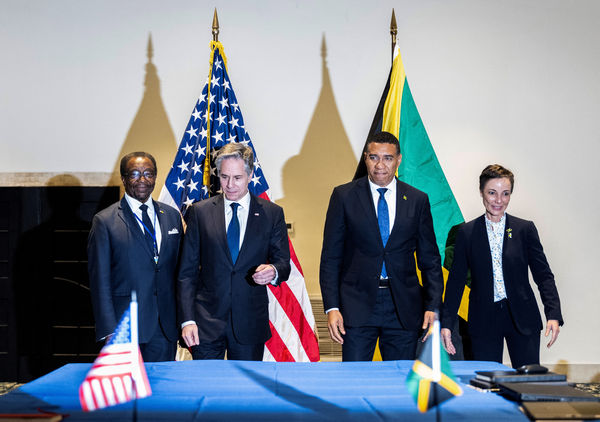 ▲▼美國國務卿布林肯（Antony Blinken）11日訪問牙買加，出席加勒比共同體（CARICOM）會議。（圖／路透）