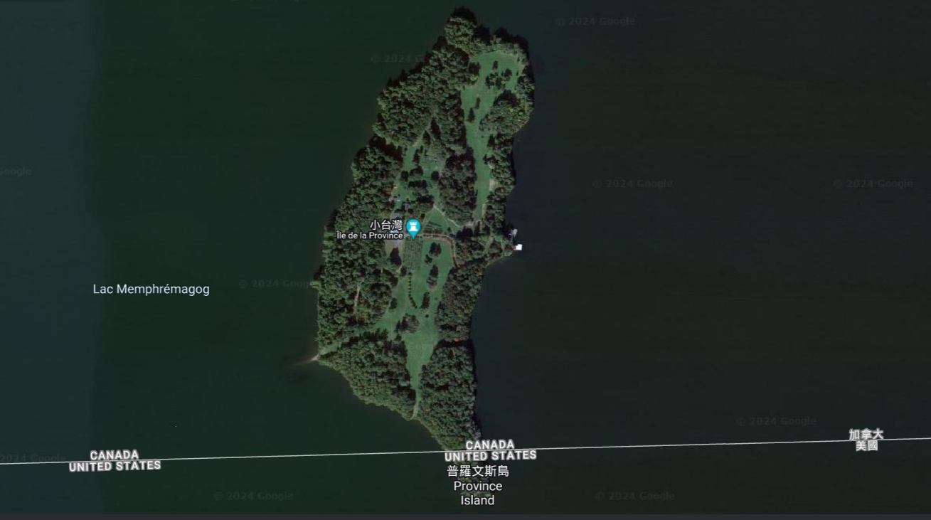 ▲▼位於美加邊境的普羅文斯島在外型上激似台灣。（圖／翻攝自Google Map）