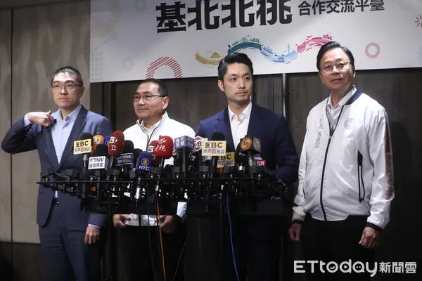 ▲謝國樑、侯友宜、蔣萬安、張善政出席基北北桃市政會議聯訪。（圖／記者林敬旻攝）