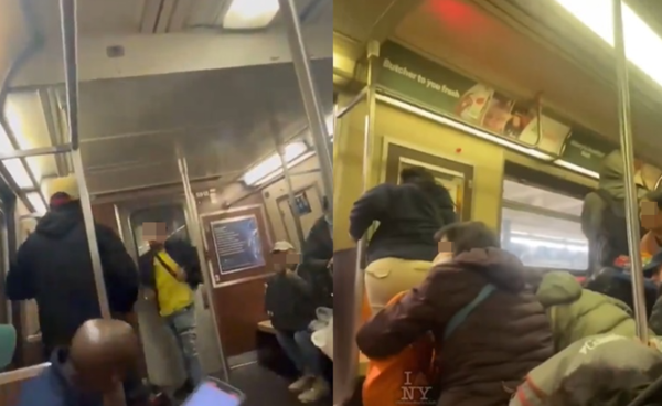 2男地鐵鬥毆「車廂內連開4槍」　乘客嚇壞趴下哭喊：這裡有嬰兒。（圖／翻攝自X）