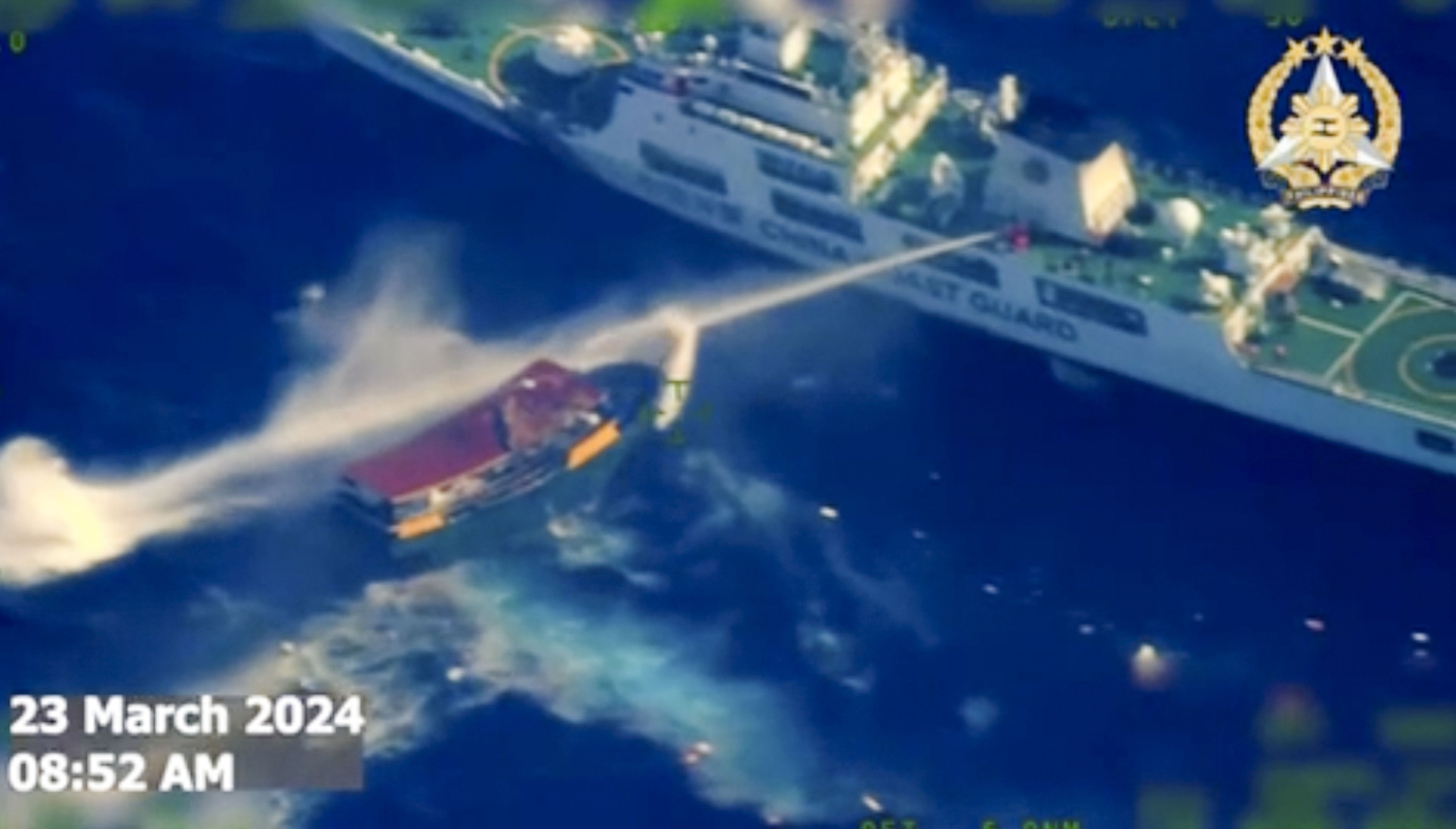 ▲▼菲律賓指控中國海警船對菲國船隻發射高壓水砲。（圖／達志影像／美聯社）