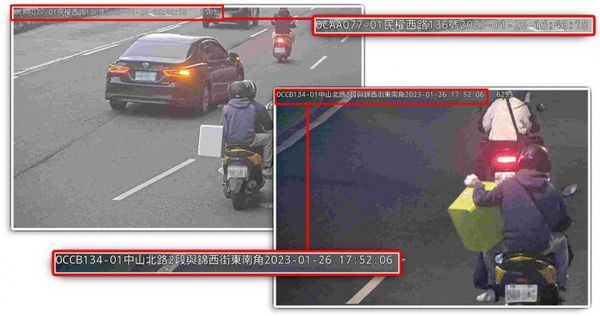 警方調閱監視器後，看到嫌犯2人連續2次騎車買乾冰之畫面。（圖／警方提供）