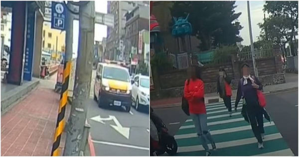 桃園市3名行人無視救護車鳴笛聲，依舊態度從容過馬路。（圖／擷取自YouTube／WoWtchout-地圖型行車影像分享平台）