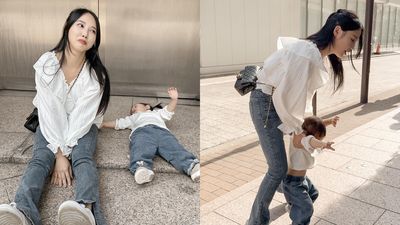 咪妃抱1歲半女兒日本玩！「扛推車上月台」轉身被暖哭：太友好了